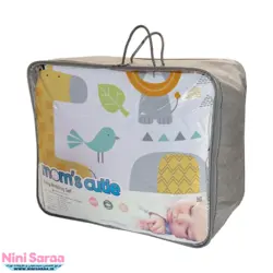 ست خواب نوزاد برند مامز کیوتی (momscutie) مدل 4 تکه طرح گاردن فیل و زرافه- نماینده رسمی مامزکیوتی