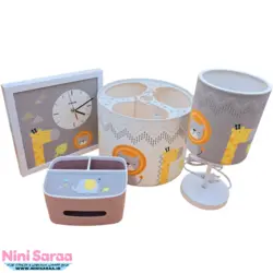 سرویس لوستر،آباژور،ساعت و جای دستمال نوزاد برند مامز کیوتی(momscutie) مدل  4 تکه طرح  گاردن - خرید مستقیم از تولید کننده