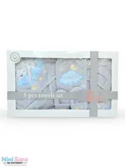 حوله نوزاد 5 تکه مدل خرس طوسی | قیمت ویژه