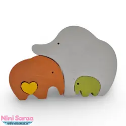 3 فیل چوبی طرح گاردن مناسب اکسسوری اتاق نوزاد با بهترین کیفیت چوب راش و رنگ اکریلیک