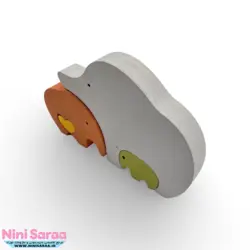 3 فیل چوبی طرح گاردن مناسب اکسسوری اتاق نوزاد با بهترین کیفیت چوب راش و رنگ اکریلیک