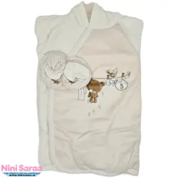 حوله نوزاد مامز کیوتی طرح خرس بند رخت رنگ کرم  - خرید مستقیم از تولیدی