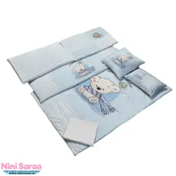 سرویس روتختی نوزاد برند مامز کیوتی(momscutie) مدل 7 تکه طرح کوالا رنگ آبی - خرید مستقیم از تولید کننده