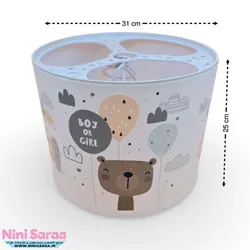 سرویس لوستر،آباژور،ساعت و جای دستمال نوزاد برند مامز کیوتی(momscutie) مدل 4 تکه طرح خرس کارتونی رنگ سفید- خرید مستقیم از تولید کننده