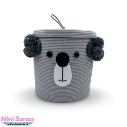 سبد و جا لباسی درب دار قیطان باکیفیت و عروسکی اتاق کودک طرح کوالا رنگ طوسی