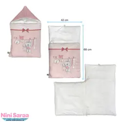 ست خواب نوزاد برند مامز کیوتی (momscutie) مدل 4 تکه طرح خرگوش بندرخت رنگ صورتی- نماینده رسمی مامزکیوتی