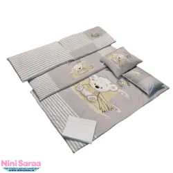 سرویس روتختی نوزاد برند مامز کیوتی(momscutie) مدل 7 تکه طرح کوالا رنگ طوسی(خاکی) - خرید مستقیم از تولید کننده