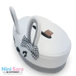 سطل و جای دستمال کاغذی باکیفیت و عروسکی اتاق کودک قیطان طرح خرگوش طوسی