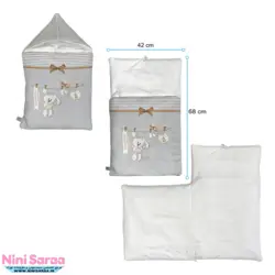 ست خواب نوزاد برند مامز کیوتی (momscutie) مدل 4 تکه طرح خرگوش بندرخت رنگ طوسی- نماینده رسمی مامزکیوتی