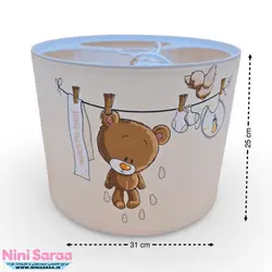 سرویس لوستر،آباژور،ساعت و جای دستمال نوزاد برند مامز کیوتی(momscutie) مدل 4 تکه طرح خرس بندرخت رنگ کرم- خرید مستقیم از تولید کننده