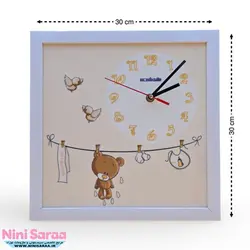 سرویس لوستر،آباژور،ساعت و جای دستمال نوزاد برند مامز کیوتی(momscutie) مدل 4 تکه طرح خرس بندرخت رنگ کرم- خرید مستقیم از تولید کننده