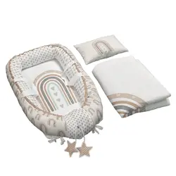 تشک گارد دار یا لبه دار 3 تکه نوزاد از برند مامز کیوتی طرح رنگین کمان- خرید مستقیم از تولیدی