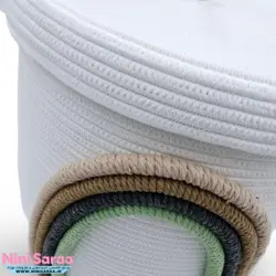 سبد و جا لباسی درب دار قیطان باکیفیت و عروسکی اتاق کودک طرح رنگین کمان رنگ کرم