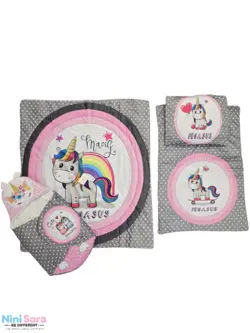 ست خواب نوزاد 4 تکه مخمل مدل اسب تک شاخ | قیمت ویژه