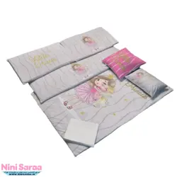 سرویس روتختی نوزاد برند مامز کیوتی (momscutie) مدل 7 تکه طرح پرنسس اسب تک شاخ رنگ طوسی صورتی - خرید مستقیم از تولید کننده