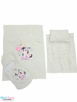 ست خواب نوزاد 4 تکه مخمل مدل یونیکورن | قیمت ویژه