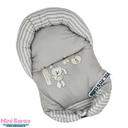 قنداق سوئیسی دوطرفه نوزاد از برند مامزکیوتی طرح خرگوش بند رخت رنگ طوسی- خرید مستقیم از تولیدی