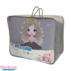 ست خواب نوزاد برند مامز کیوتی (momscutie) مدل 4 تکه طرح پرنسس مو فرفری- نماینده رسمی مامزکیوتی
