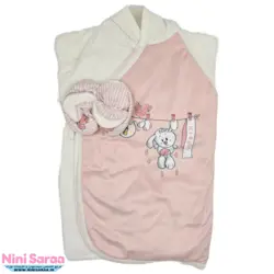 حوله نوزاد مامز کیوتی طرح خرگوش بند رخت صورتی  - خرید مستقیم از تولیدی