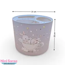 سرویس لوستر،آباژور،ساعت و جای دستمال نوزاد برند مامز کیوتی(momscutie) مدل 4 تکه طرح خرگوش و ماه- خرید مستقیم از تولید کننده