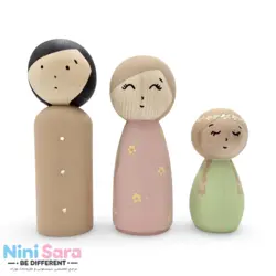 ست خانواده چوبی طرح فرشته مناسب اکسسوری اتاق نوزاد با بهترین کیفیت چوب راش و رنگ اکریلیک