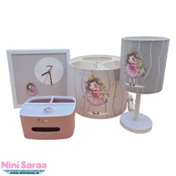 سرویس لوستر،آباژور،ساعت و جای دستمال نوزاد برند مامز کیوتی(momscutie) مدل 4 تکه طرح پرنسس اسب تک شاخ - خرید مستقیم از تولید کننده