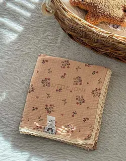روانداز موسلین گلدار نسکافه ای