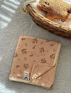 روانداز موسلین گلدار نسکافه ای