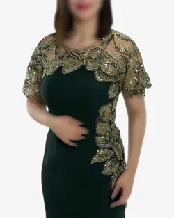 لباس مجلسی بلند زنانه کار شده زن زیبا
