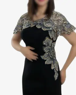 لباس مجلسی بلند زنانه کار شده زن زیبا
