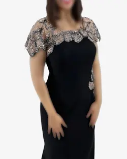 لباس مجلسی بلند زنانه کار شده زن زیبا