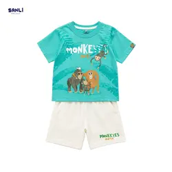 تیشرت و شلوارک پسرانه طرح monkey - سانلی کیدز