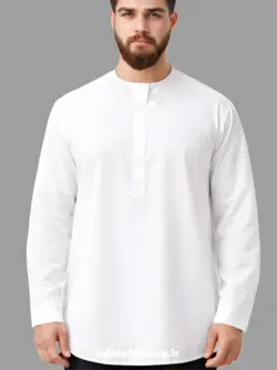 پیراهن مردانه سفید مدل سه دکمه مخفی