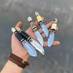 چاقو مینی شکاری جنس استخوان و شاخ تیغه
