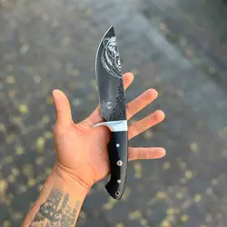چاقو شکاری گریزلی کاملا دست ساز سفارشی درجه ۱ استاد حسین نوری