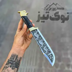 چاقو شکاری کلکسیونی با حکاکی کاروان شتر