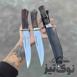 چاقو شکاری استیل حیدری دسته طرح شاخ(همراه غلاف)