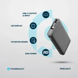 پاوربانک پاورولوژی Powerology 22W 10000mAh PPBCHA71 گارانتی رسمی 6 ماهه گجت