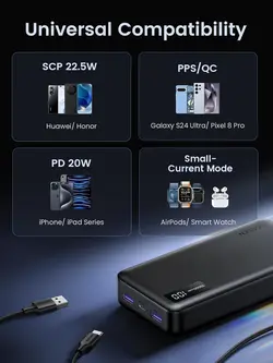 پاوربانک یوگرین UGREEN 20000MAH TWO WAY FAST CHARGING POWERBANK PB312 گارانتی رسمی 6 ماهه گجت
