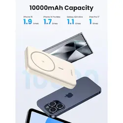پاوربانک یوگرین UGREEN 10000mAh Magnetic Wireless Power Bank Beige PB561