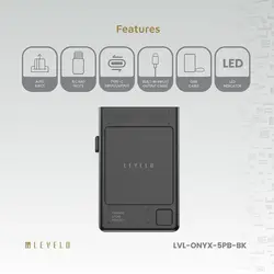 پاوربانک لولو LEVELO Onyx Portable 5000mAh 3 in 1 Cardholder Power Bank گارانتی رسمی 6 ماهه گجت