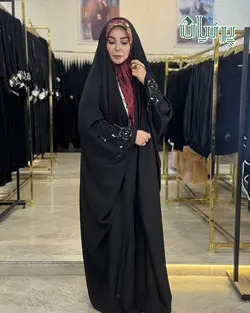 - چادر ندای قطری جواهردوزی - رز شیشه ای - گالری پرنیان
