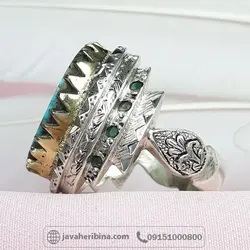 نقره مردانه با مخراج زمرد تاج برنجی _کد:34071