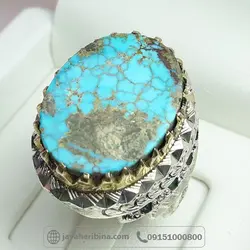 نقره مردانه با مخراج زمرد تاج برنجی _کد:34071