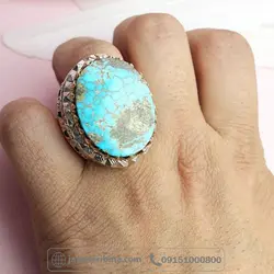 نقره مردانه با مخراج زمرد تاج برنجی _کد:34071