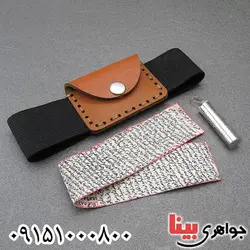 کبیر امام جواد روی پوست آهو با لوله حرز نقره و بازوبند چرمی _کد:27967