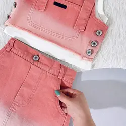 سه تیکه جین فشن pink  ✨ کد 255