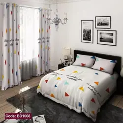 خرید قسطی ست کامل ژورنالی روتختی 6 تیکه شامل لحاف ملافه کشدار 4 عدد روبالشی کد BD1068 (پس کرایه)