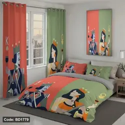خرید قسطی ست کامل ژورنالی روتختی 6 تیکه شامل لحاف ملافه کشدار 4 عدد روبالشی کد BD1779 (پس کرایه)