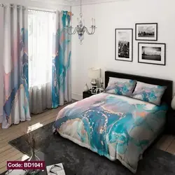 خرید قسطی ست کامل ژورنالی روتختی 6 تیکه شامل لحاف ملافه کشدار 4 عدد روبالشی کد BD1041 (پس کرایه)